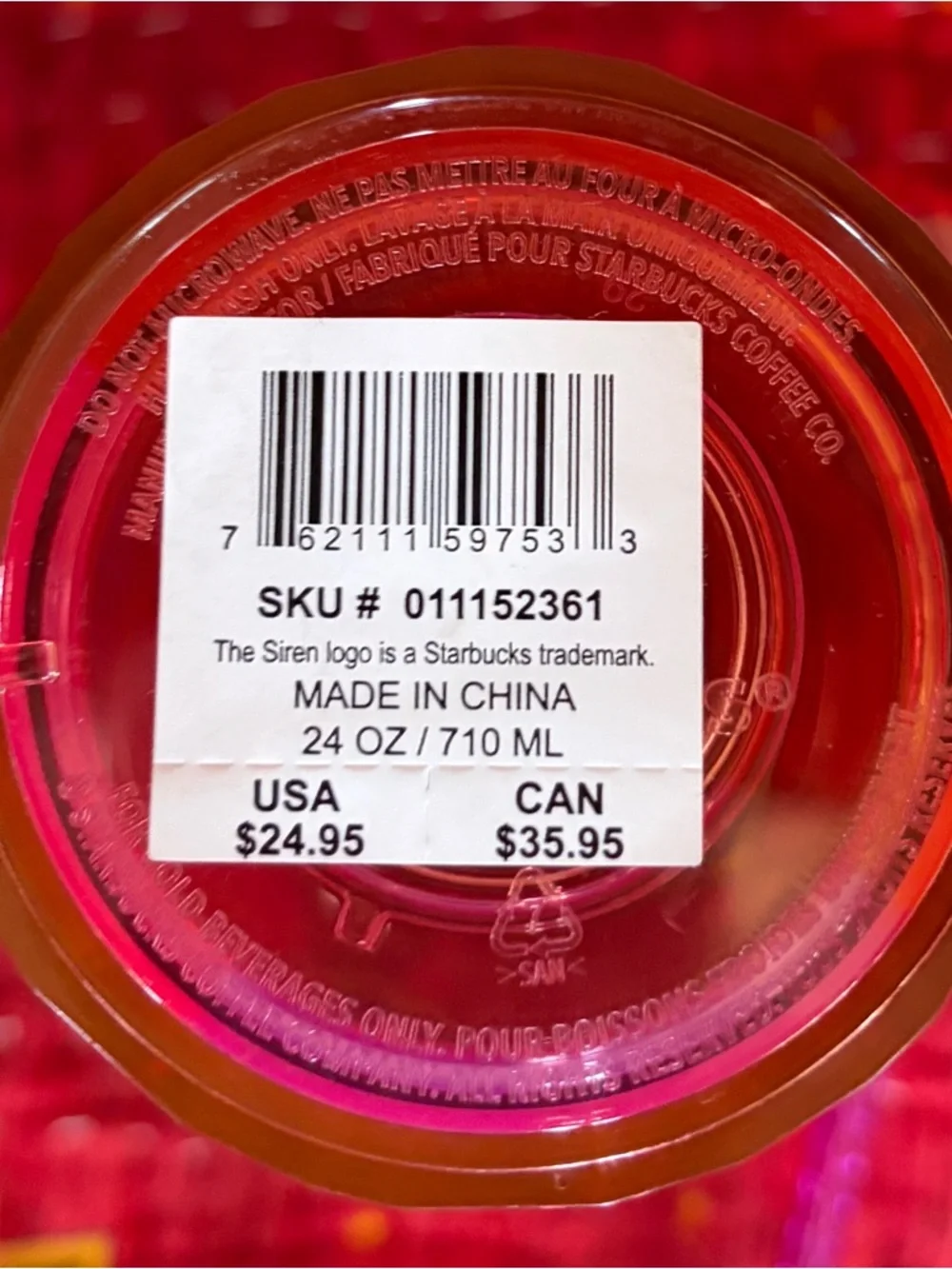NWT STARBUCKS KITCHEN Orange & Pink Tumbler - Faceted Lid & Straw Starbucks Cups